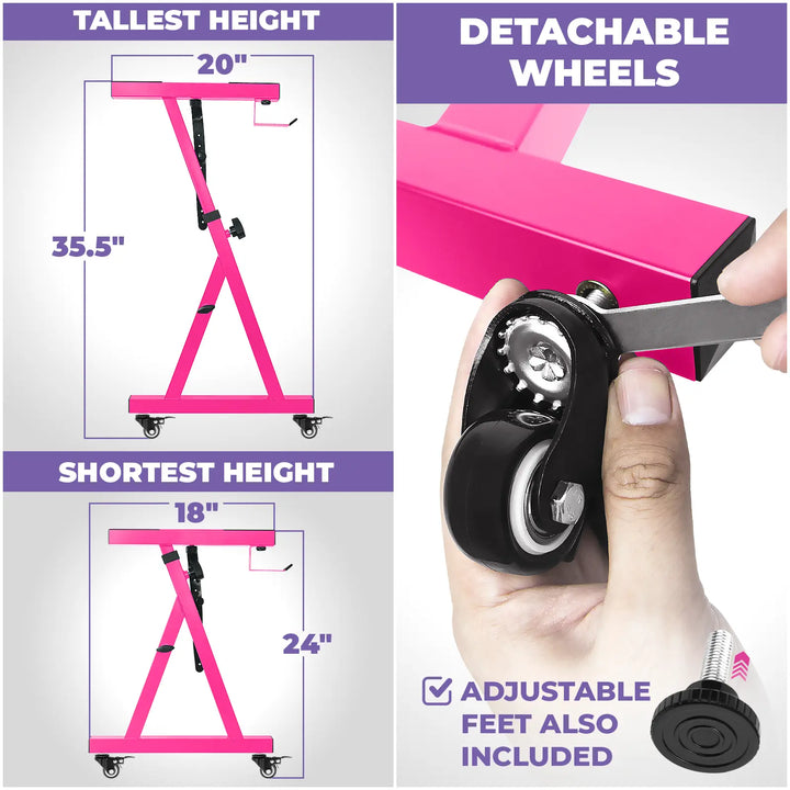 Adjustable Z Shape Pink Keyboard Stand with Wheels Liquid Stands