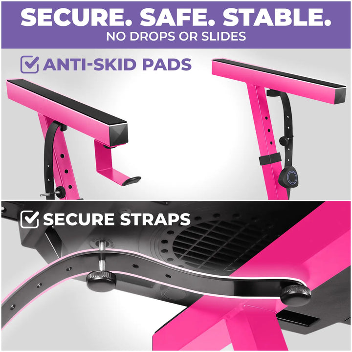 Adjustable Z Shape Pink Keyboard Stand with Wheels Liquid Stands