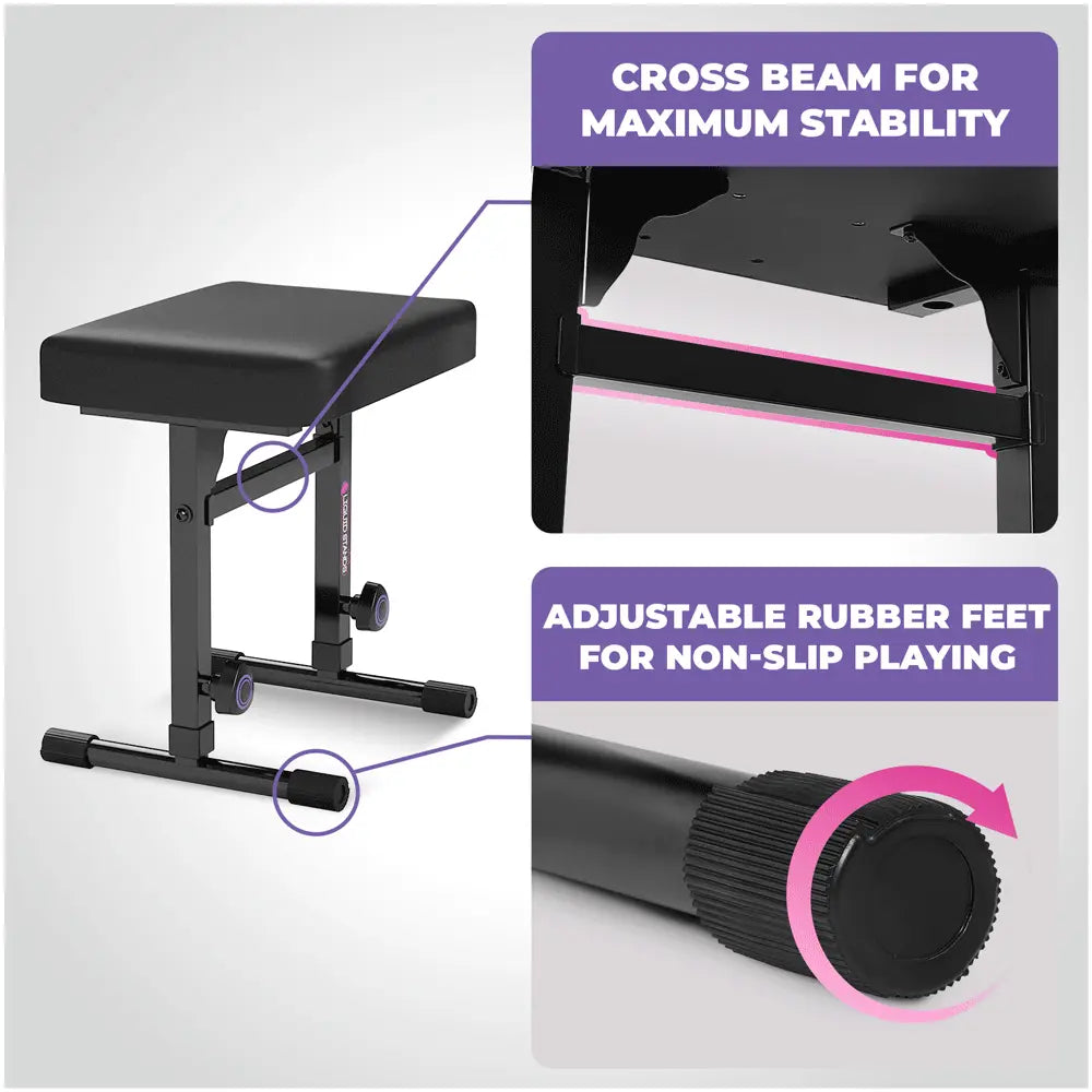 Adjustable White Z Style Keyboard Stand w/ Bench Liquid Stands