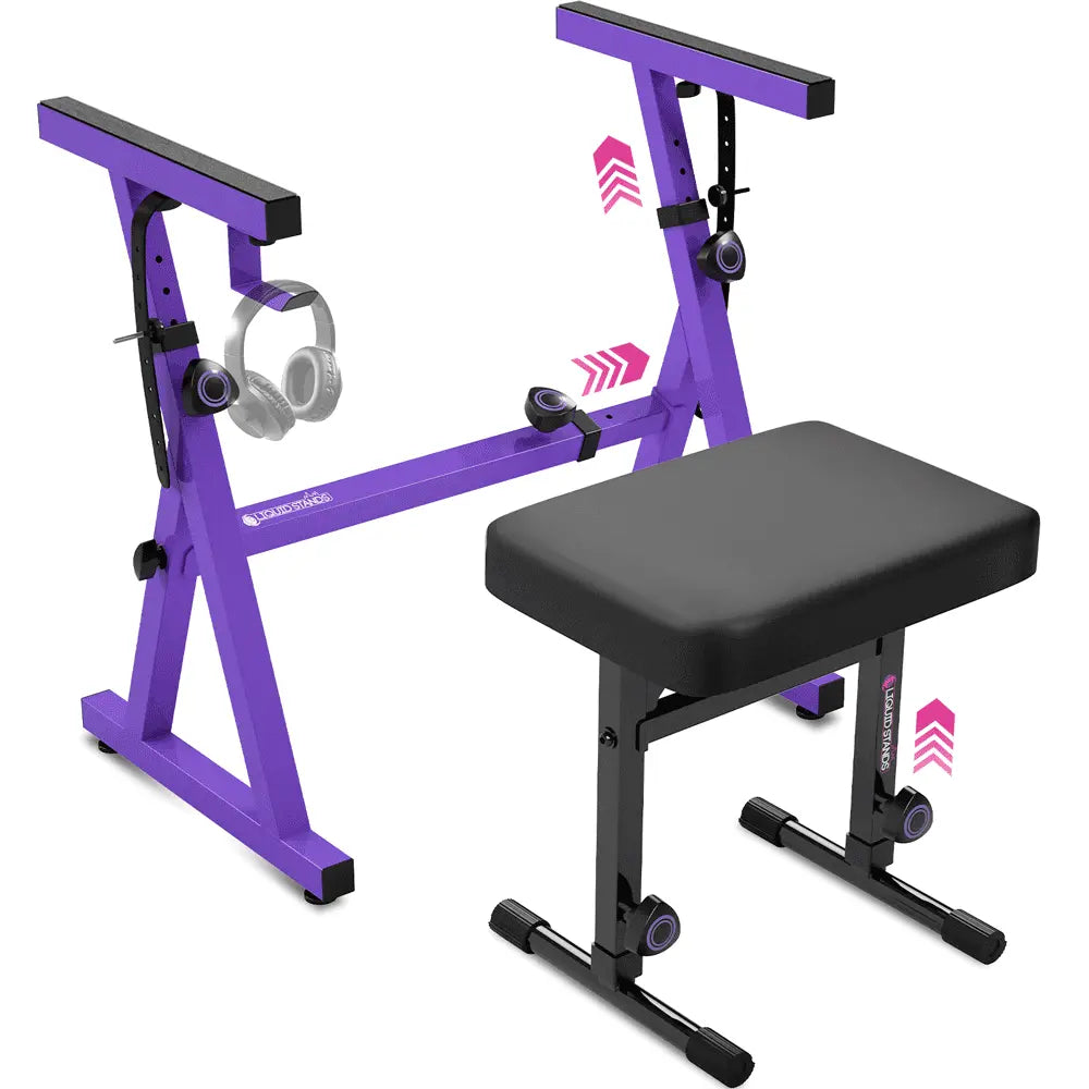 Adjustable Purple Z Style Keyboard Stand w/ Bench Liquid Stands