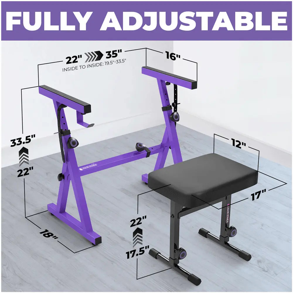 Adjustable Purple Z Style Keyboard Stand w/ Bench Liquid Stands