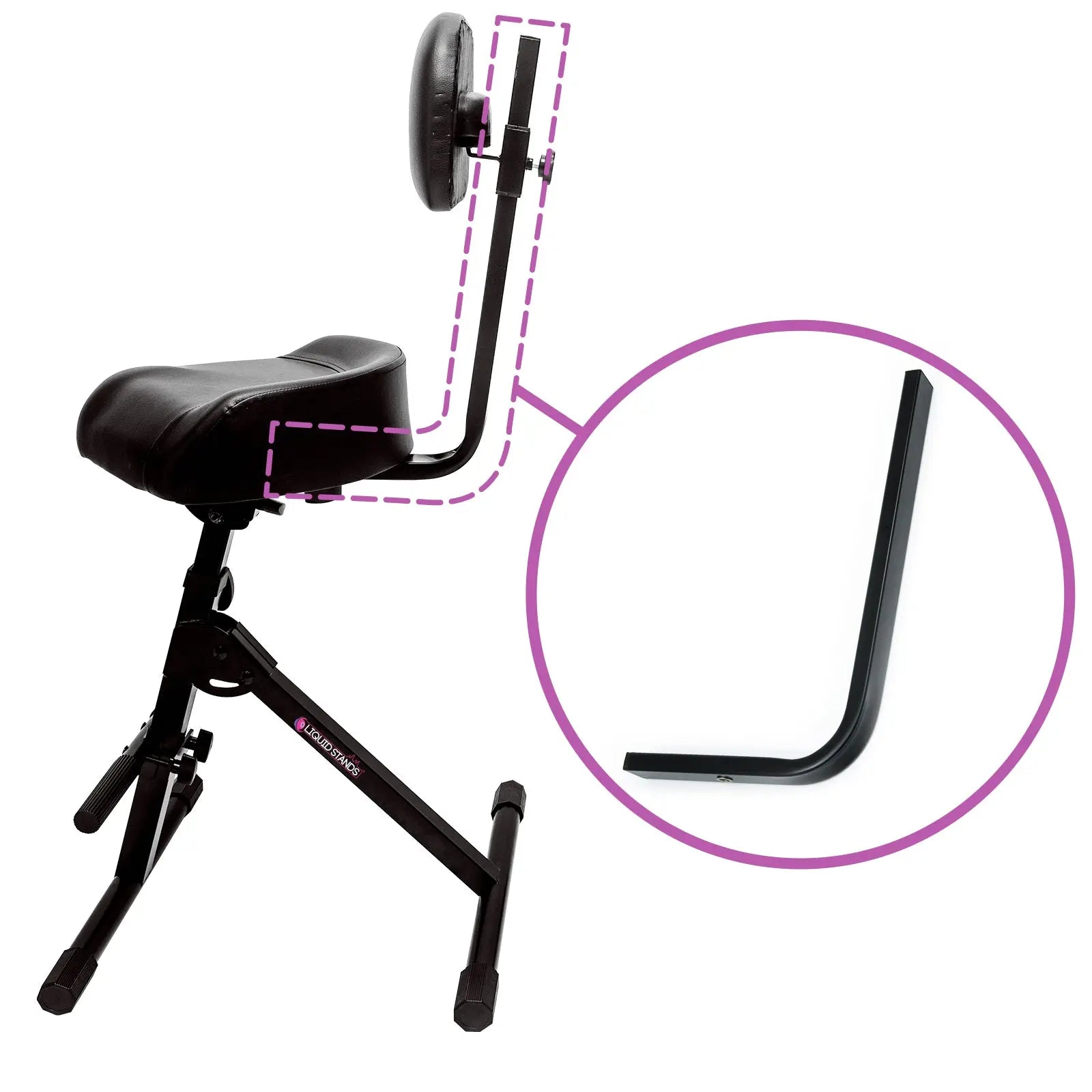 J-shape Backrest Post for Musician Stool Liquid Stands
