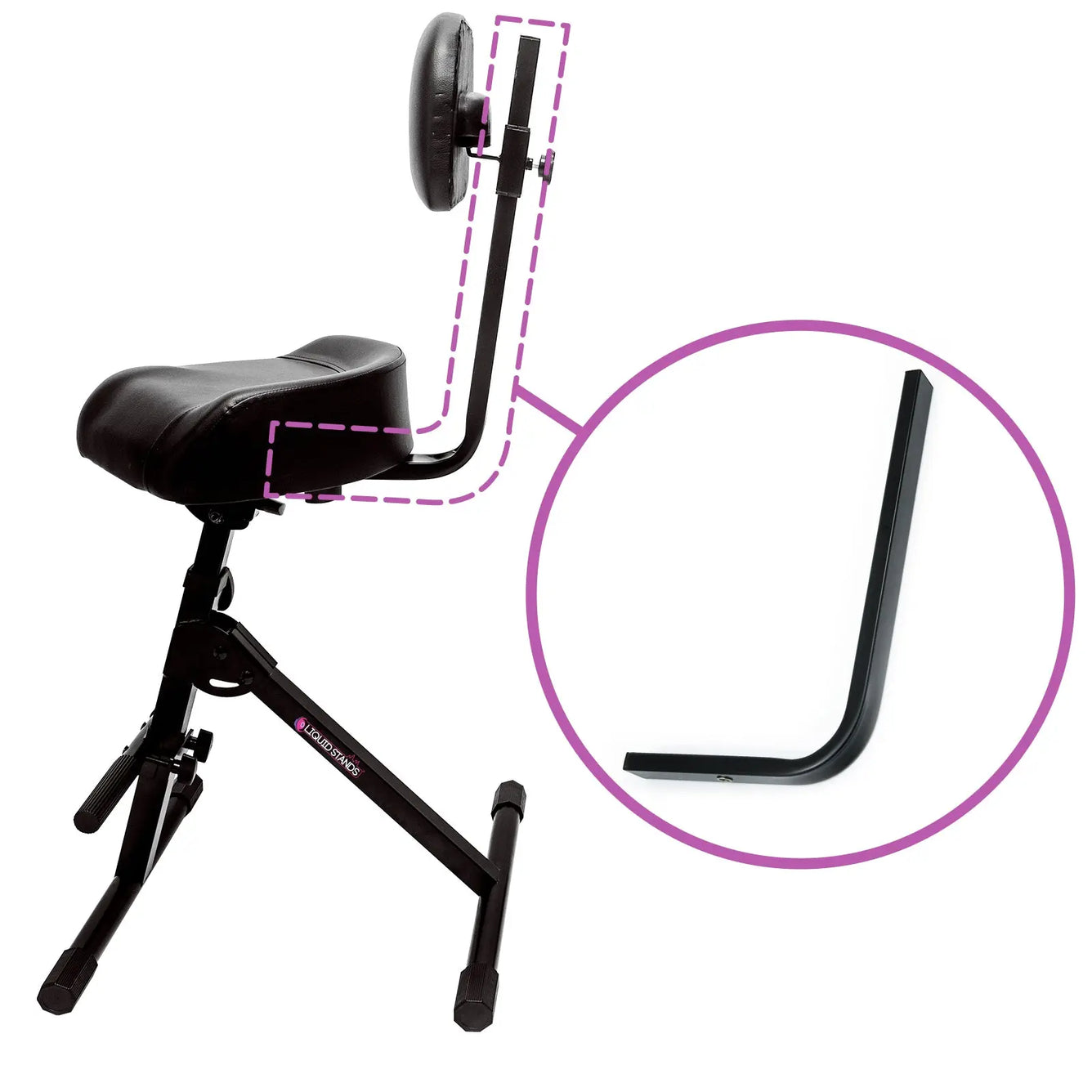 J-shape Backrest Post for Musician Stool Liquid Stands