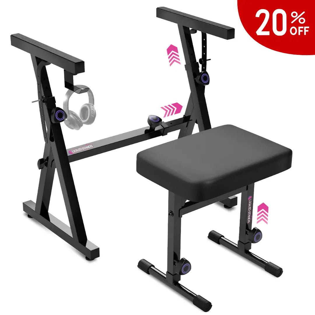 Refurbished Adjustable Z Style Keyboard Stand w/ Bench Liquid Stands