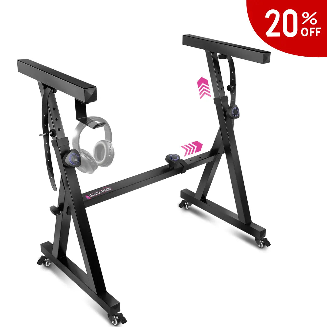 Refurbished Adjustable Z Shape Black Keyboard Stand with Wheels Liquid Stands