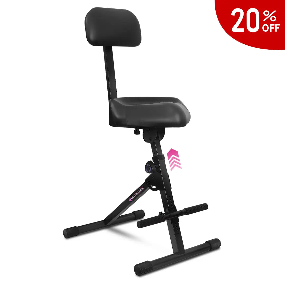 Refurbished Standard Adjustable Guitar Stool with Backrest Liquid Stands