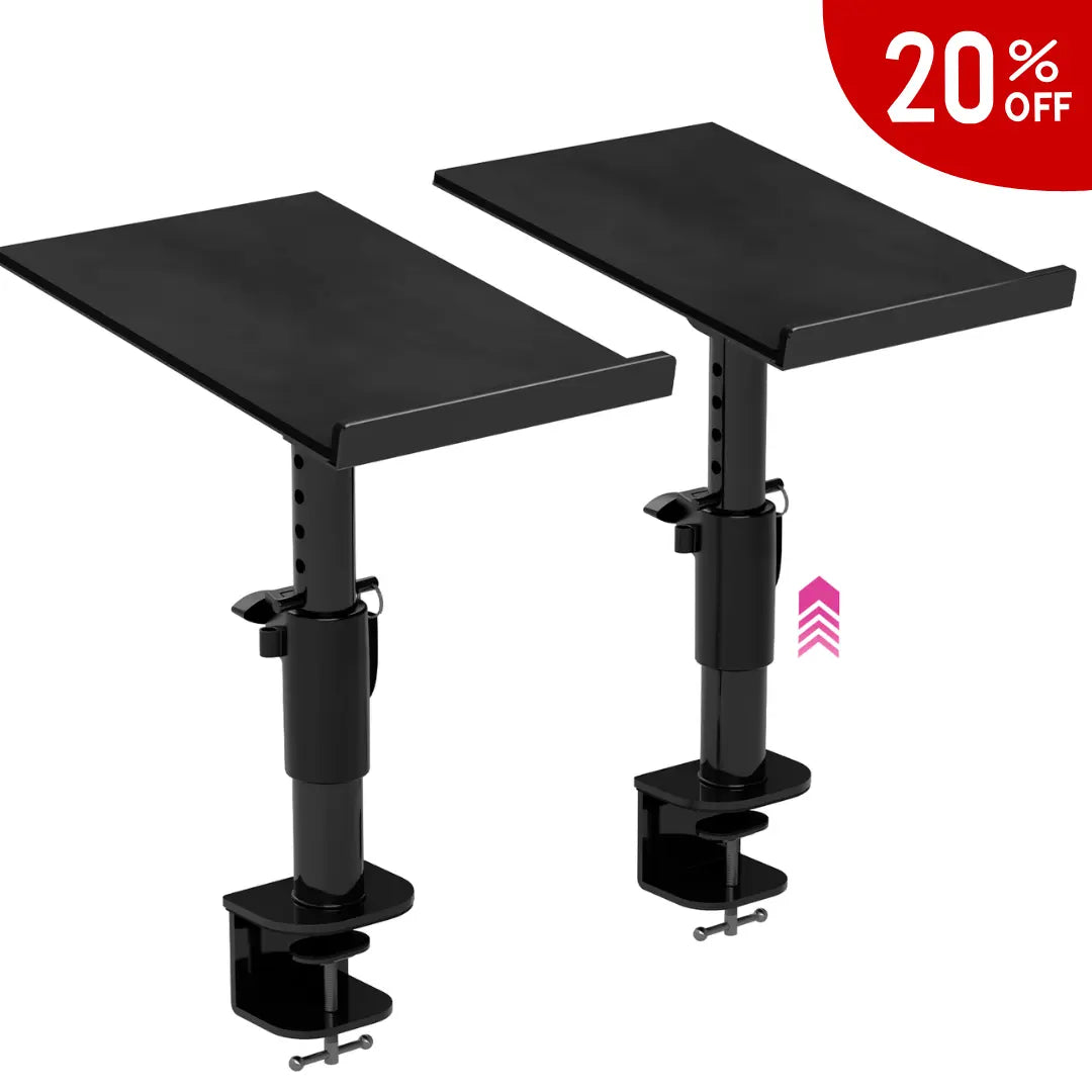 Refurbished 2-Piece Clamp-on Adjustable Speaker Monitor Stands with Tilt Liquid Stands