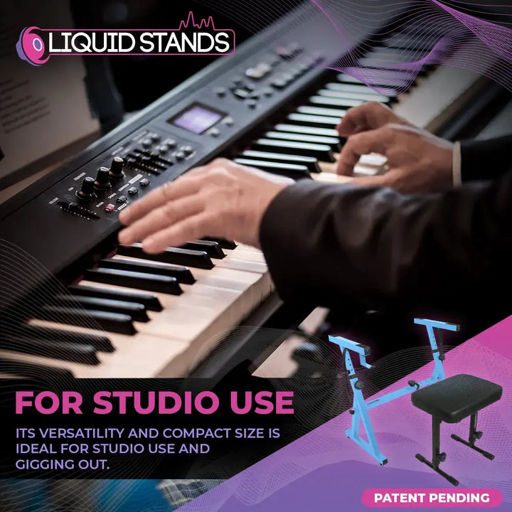 Adjustable Z Shape Light Blue Keyboard Stand w/ Mesh Cushion Bench Liquid Stands