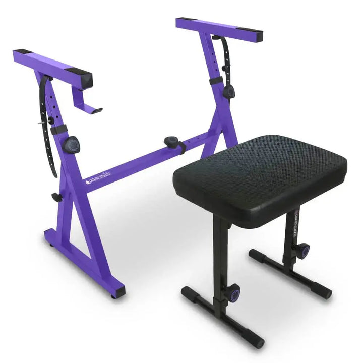 Adjustable Z Shape Purple Keyboard Stand w/ Mesh Cushion Bench