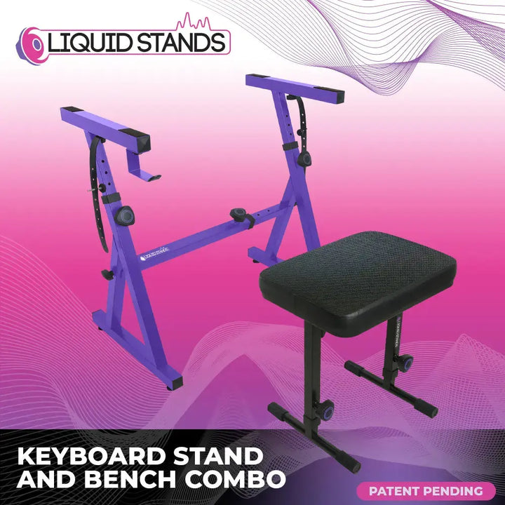 Adjustable Z Shape Purple Keyboard Stand w/ Mesh Cushion Bench