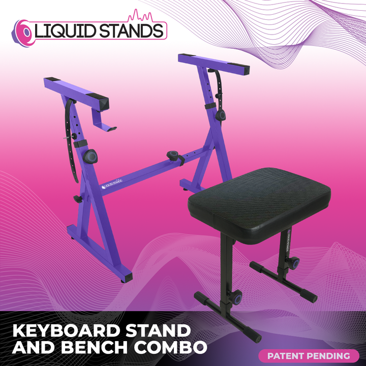 Adjustable Z Shape Purple Keyboard Stand w/ Mesh Cushion Bench