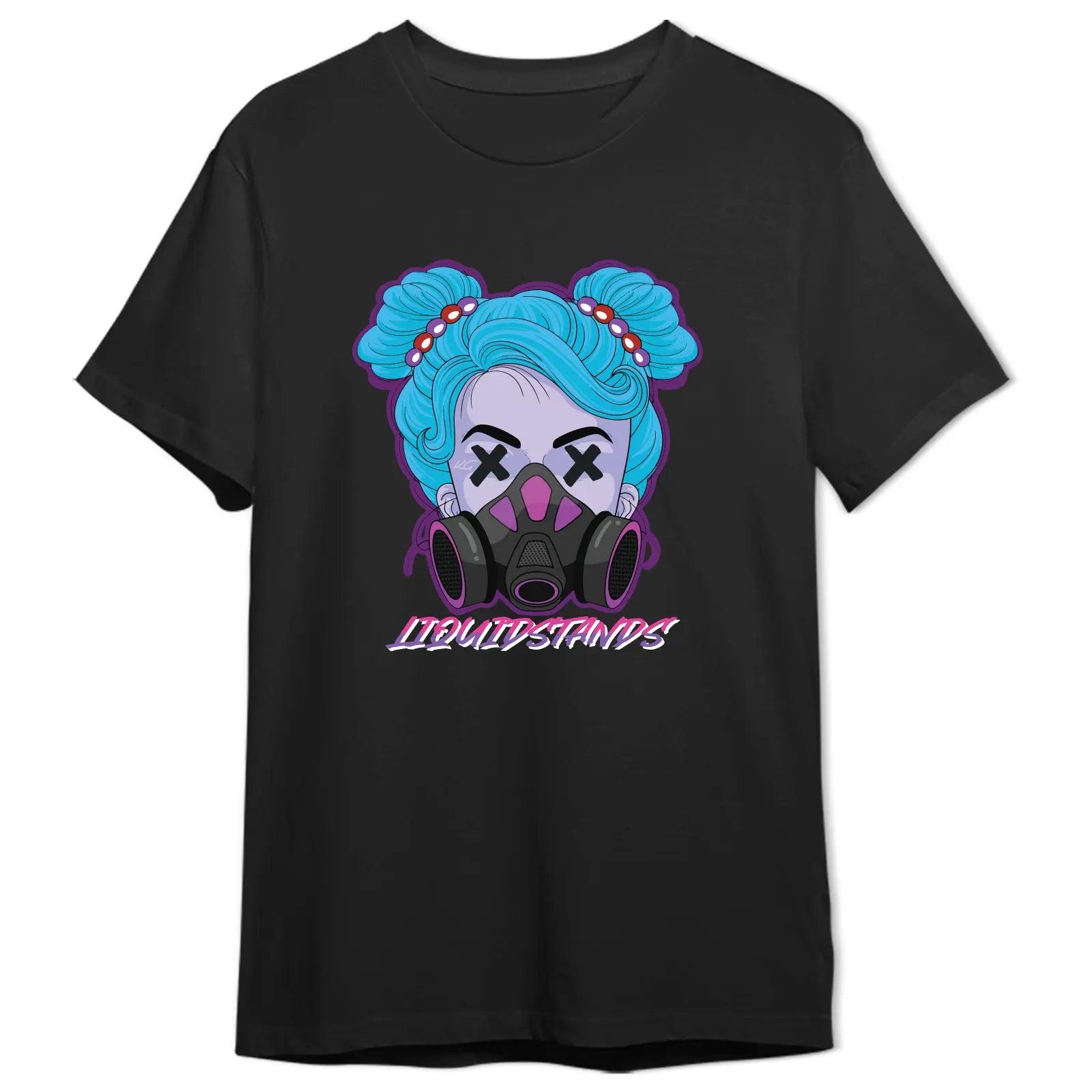 Short Sleeve T-Shirt - Gasmask Girl Liquid Stands