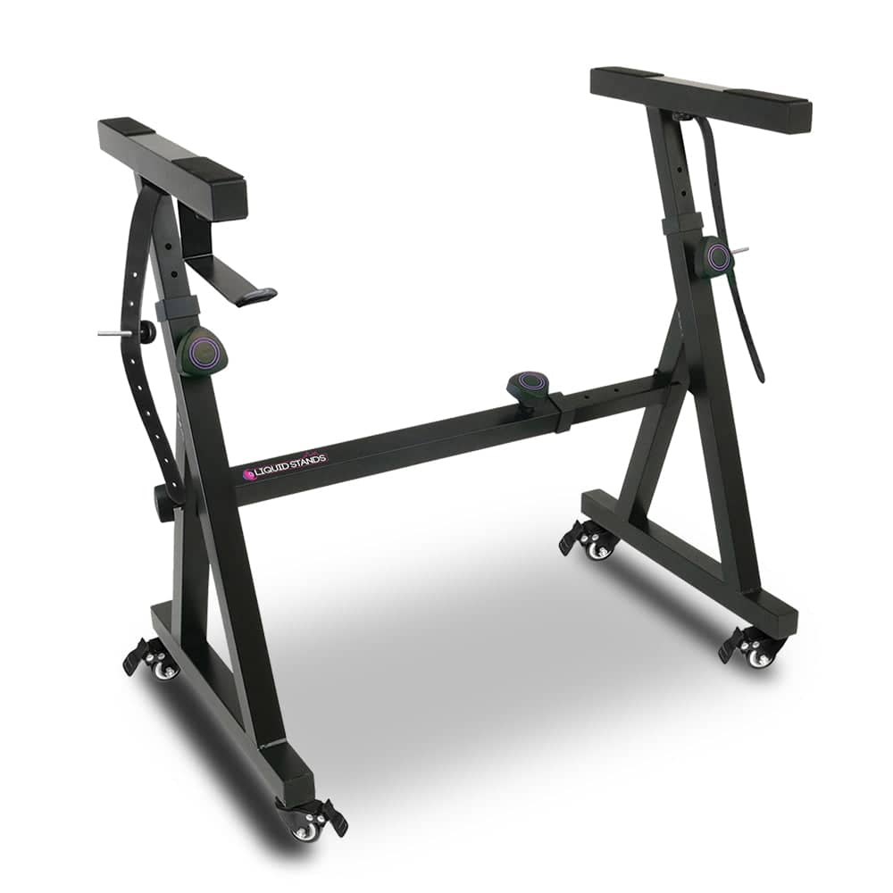 Adjustable Z Shape Black Keyboard Stand with Wheels