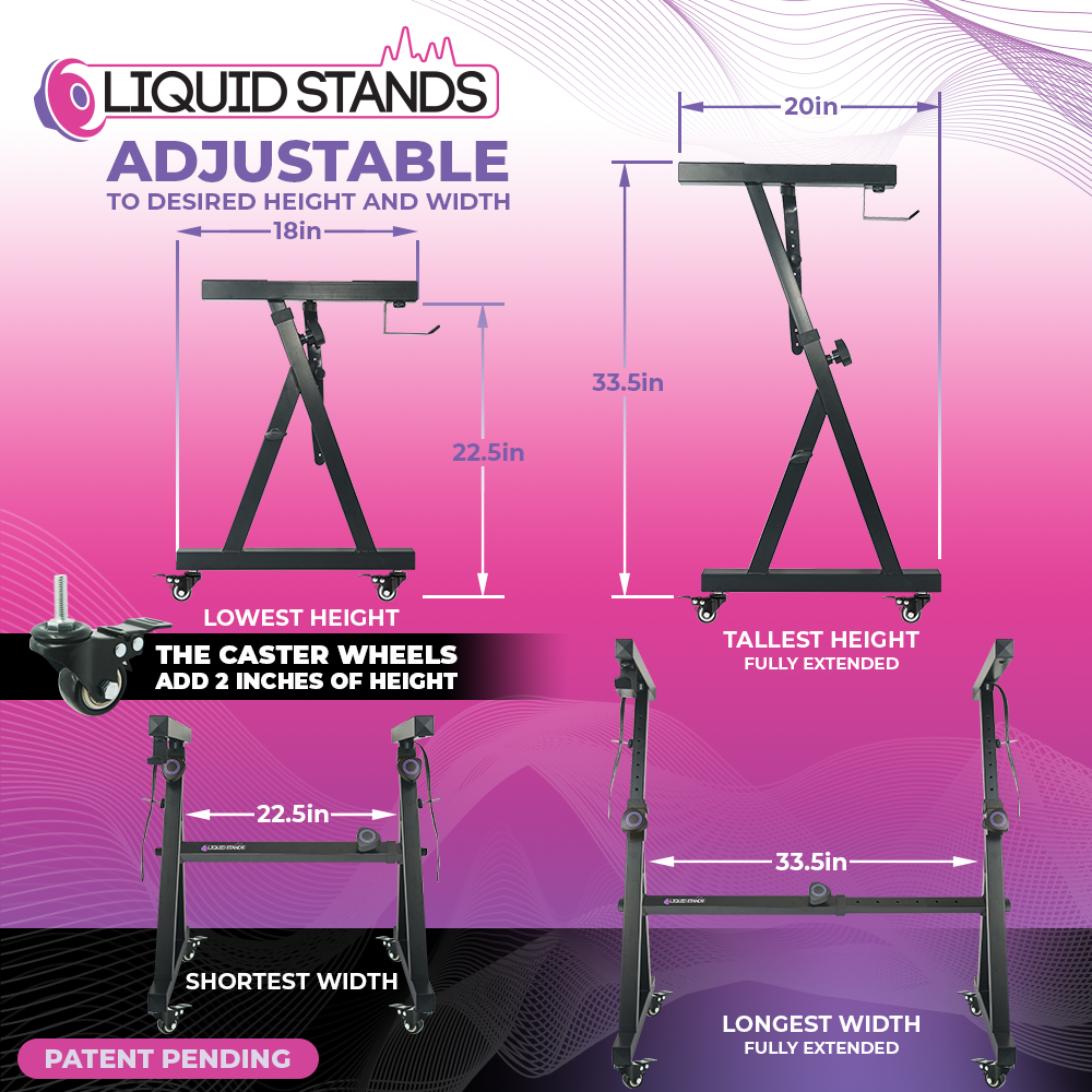 Adjustable Z Shape Black Keyboard Stand with Wheels