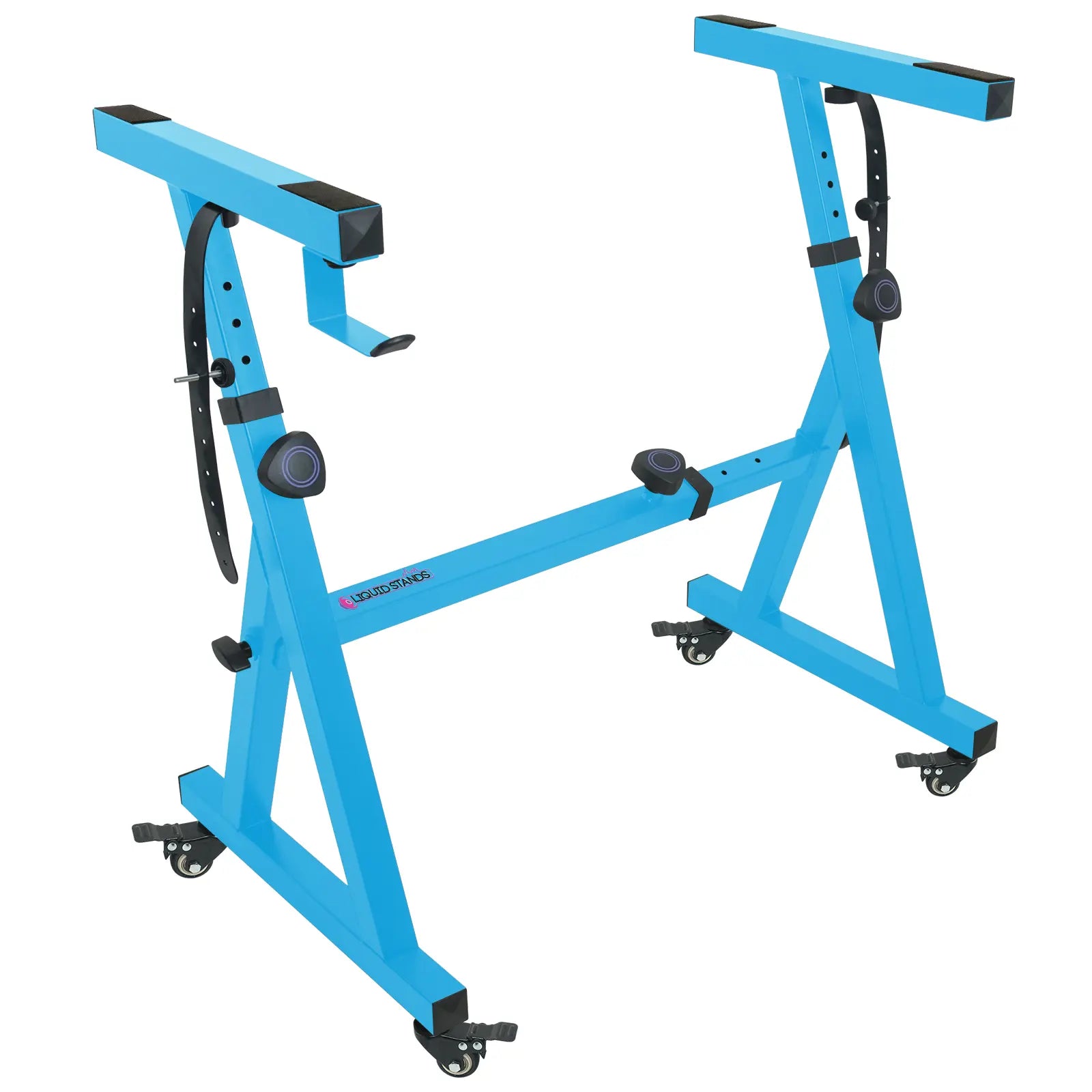 Adjustable Z Shape Light Blue Keyboard Stand with Wheels
