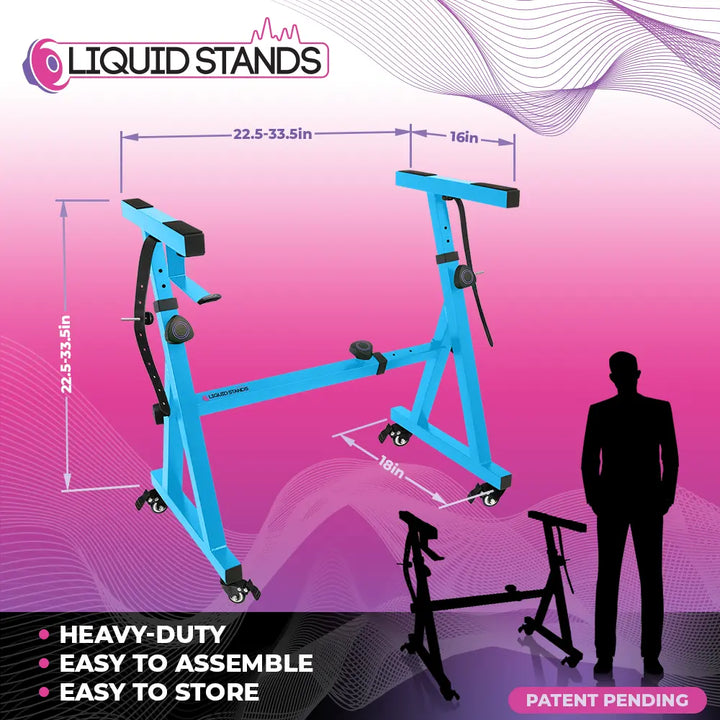 Adjustable Z Shape Light Blue Keyboard Stand with Wheels