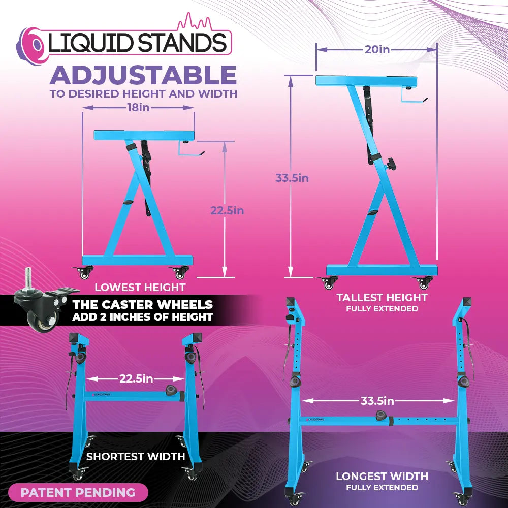 Adjustable Z Shape Light Blue Keyboard Stand with Wheels – Liquid Stands