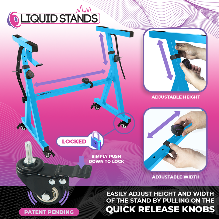 Adjustable Z Shape Light Blue Keyboard Stand with Wheels