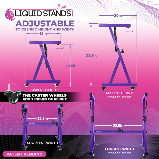 Adjustable Z Shape Purple Keyboard Stand with Wheels