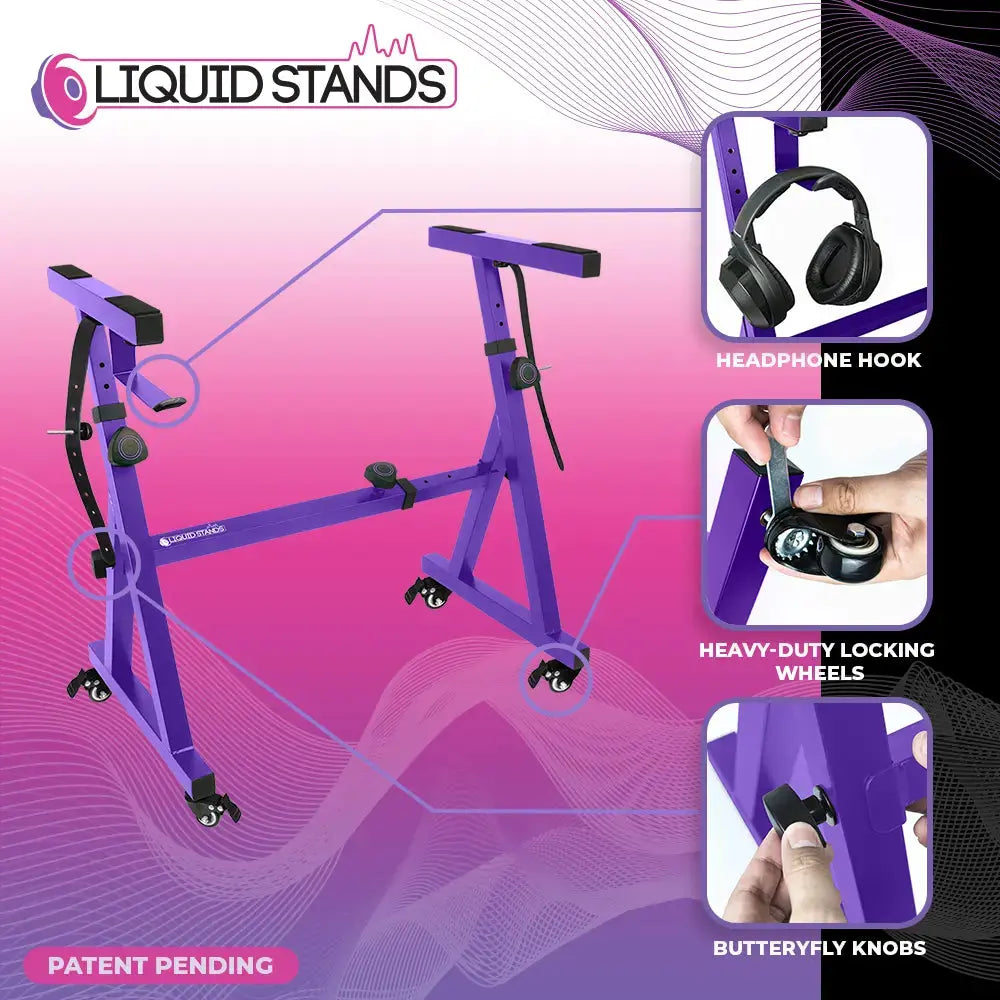 Adjustable Z Shape Purple Keyboard Stand with Wheels