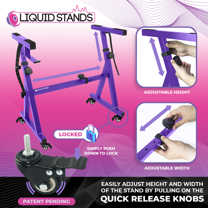 Adjustable Z Shape Purple Keyboard Stand with Wheels