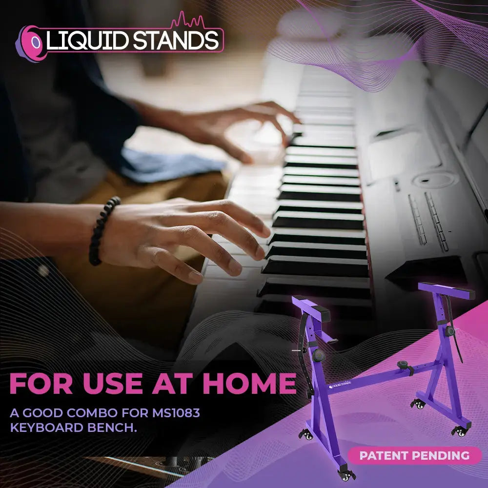 Adjustable Z Shape Purple Keyboard Stand with Wheels